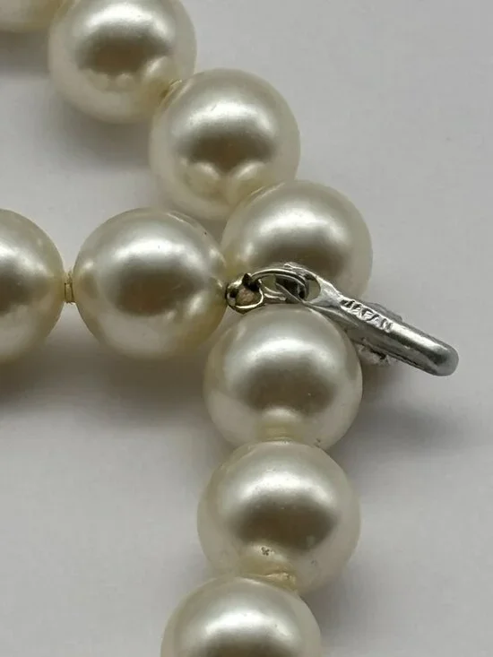 Vintage 12mm Faux Pearl Necklace/Choker Adjustable Length Marked "Japan" on Hook - Picture 11 of 14